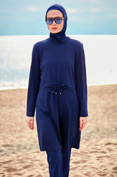 Marina │ Modest Swimwear Set Lycra 4-Piece Navy Blue - M2462